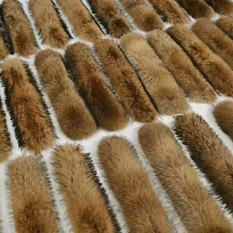 Real Raccoon Fur Trim Hood Furry Stripe for Jacket 