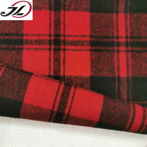 Poly <strong>Wool</strong> Blended Yarn Dyed <strong>Red</strong> Black Check Plaid Over Coating Woolen Fabric - Product Image 3