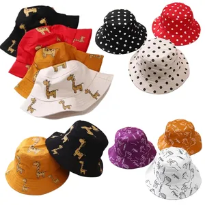 Custom baby and toddler girl lovely giraffe pattern sun protective reversible bucket kids suncap baby Hat