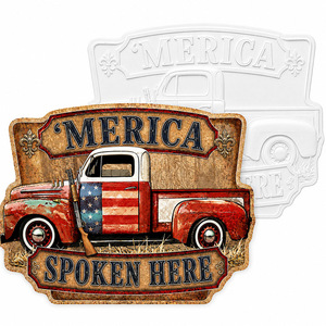 Targa in Latta Vintage con Scritta 'Pickup Truck Spoken Here', Decorazione Rustica Patriottica per Garage e Officina, Insegna in Metallo Personalizzata OEM - Product Image 1