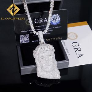 Collar con Colgante de Jesús de Moda, Joyería Hip Hop, Chapado en Oro GRA, Plata de Ley 925, Diamante Moissanita VVS - Product Image 5