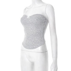 Viviblook C25TP160 Ladies <b>Outfits</b> <b>Sexy</b> Tank Top Bow Decoration Strapless Crop Top <b>for</b> <b>Women</b> - Product Image 3