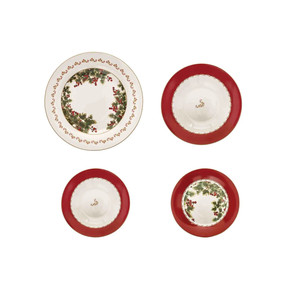 Set di Stoviglie in Porcellana con Motivo Frutti di Bosco, 18 Pezzi, Servizio da Tavola per le Feste, Piatti Decorativi Natalizi - Product Image 1