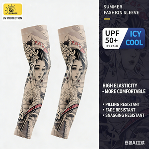 Manches de bras complètes pour hommes, effet rafraîchissant, motif <span class=keywords><strong>floral</strong></span>, protection UV, pour le cyclisme, le baseball, la moto, la conduite en extérieur - Product Image 5