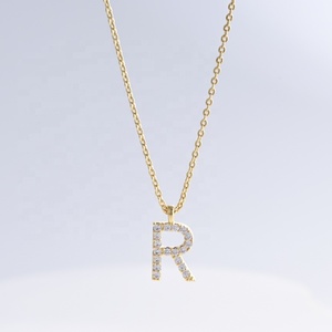 Precio de fábrica, collar de plata 925 con circonita y letra hip hop, moda 2026, colgantes finos chapados en oro personalizados para chicas. - Product Image 1