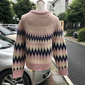Maglione da <span class=keywords><strong>Donna</strong></span> Autunnale in <span class=keywords><strong>Cotone</strong></span> 100% Traspirante a Collo Alto, Lavorato a Maglia con Righe Arcobaleno, Vestibilità Ampia e Casual - Product Image 6