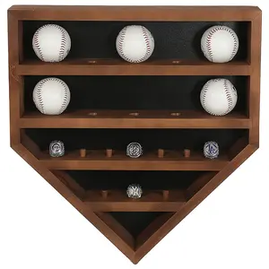 مخصص البيسبول المنزل لوحة الحائط الخشب الطبيعي خاتم البطولة و وقعت البيسبول المنظم عرض حالة