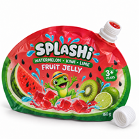 Sachet d'emballage personnalisé imprimé refermable avec bec verseur en forme de melon, kiwi, citron vert, 160g, pour snacks de gelée de fruits, avec fermeture éclair pour enfants