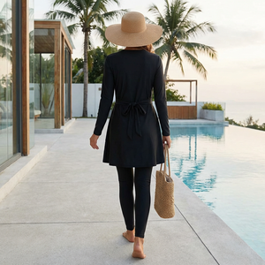 Burkini musulman personnalisable pour femmes, maillot de bain trois pièces, couleur unie, maillot de bain musulman modeste, maillot de bain islamique - Product Image 1