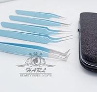 Ensemble de pinces à épiler professionnelles en acier inoxydable pour extensions de cils, antidérapantes, couleur personnalisée, étiquette privée, pointe lisse, longueur 10 mm