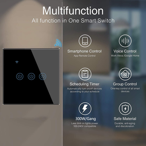 สวิตช์ติดผนังอัจฉริยะซิกบีสำหรับการรักษาความปลอดภัยบ้านแอปเสาเดียวควบคุมด้วยเสียงคุณสมบัติจับเวลาแหล่งพลังงานไฟฟ้า - Product Image 2