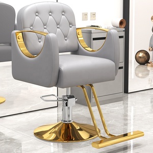 Fauteuil de barbier noir capitonné, chaise de salon hydraulique pivotante à 360 degrés, réglable en hauteur avec repose-pieds - Product Image 6