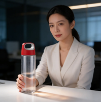 Bouteille d'eau de sport et de voyage en PC de 600 ml avec couvercle, écologique, à boire directement, plusieurs couleurs, option de logo personnalisé