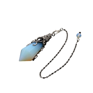 Vente en gros de pierres précieuses naturelles incrustées de cristaux en argent ancien pendentif conique à 12 faces avec chaîne en argent pendule accessoires pour femmes - Product Image 4
