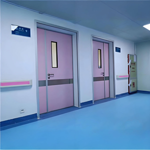 Porta <span class=keywords><strong>a</strong></span> Battente Manuale <span class=keywords><strong>a</strong></span> Doppia Anta Asimmetrica Nuova per Camera Bianca Ospedaliera, Moderna, con Pannello in Acciaio Isolato Acusticamente - Product Image 4