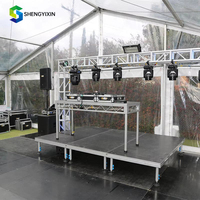 Plateforme de scène modulaire en aluminium à double niveau, capacité de charge de 300 kg, système de scène portable pour événements en plein air, hauteur réglable