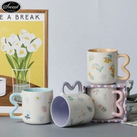 Tasse à café fleur personnalisée ensemble nouvelle tasse cadeaux pour les parents à la tasse à café Couple 14 Oz 12 Oz vente en gros de tasse à café en céramique