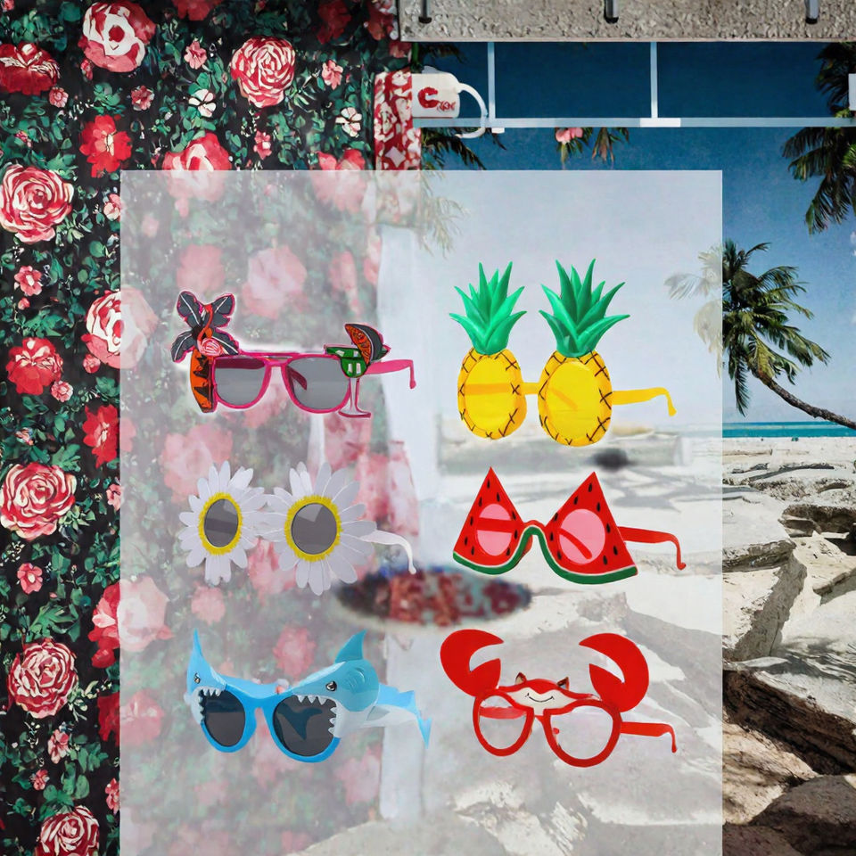 Hawaiian Luau Party Sunglasses Tropical Beach Novelty Eyewear Plastic ...