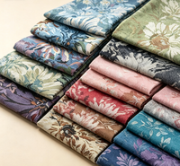 Tissu Jacquard Brocart Floral Style Peinture à l'Huile Monet, 70% Polyester 30% Coton, Teint en Fil, Tissage Haute Densité, 305 GSM