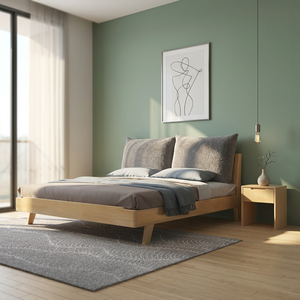 เตียงติดผนังไม้แอชแท้สไตล์โมเดิร์นกลางศตวรรษ เฟอร์นิเจอร์ห้องนอน - Product Image 3