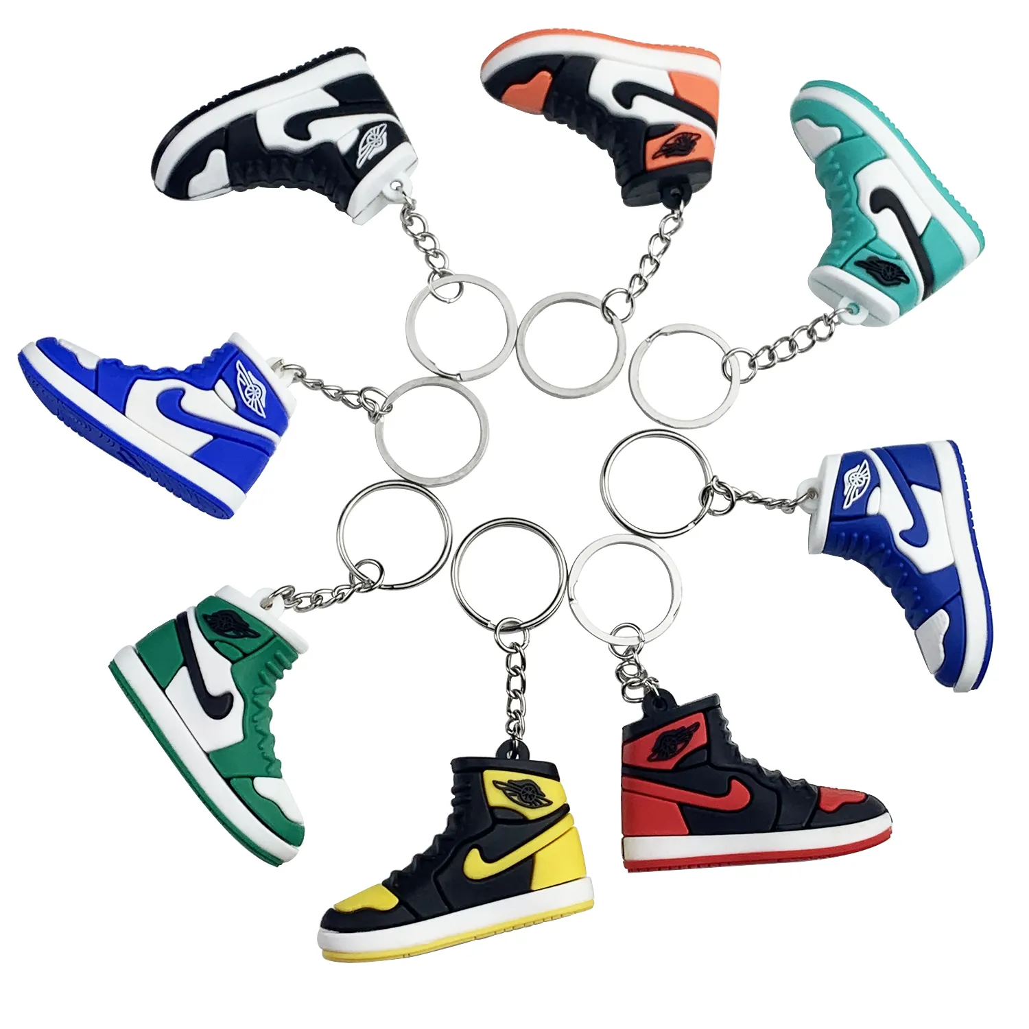 Pvc 3d Mini shoes key ring keychain Basketball sneaker shoe keychain With Box