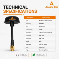 Antenne 1080 MHz pour transmission d'images et de données, routeur double bande, télécommande, antenne champignon gauche