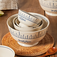 Vaisselle en porcelaine traditionnelle de style japonais, bols et soucoupes en céramique peints sous glaçure pour la maison - Écologiques et compatibles lave-vaisselle