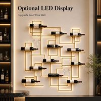 Étagère à vin murale en métal LED personnalisée, présentoir en fer pour salon, support mural pour bouteilles de vin pour bars et hôtels