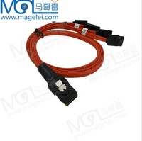 Merah SFF-8087 Mini SAS 36P Kabel SATA 7Pin 6G 1X4 Dukungan 4 Hard Disk