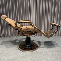Chaise de barbier de luxe rétro européenne, chaise professionnelle pour la coupe et le coiffage des cheveux pour hommes, chaise de salon haut de gamme pour salon de coiffure et institut de beauté