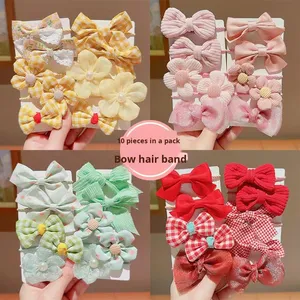 Élastiques et bandeaux pour cheveux en tissu avec nœud et <span class=keywords><strong>fleur</strong></span> YX pour filles, élastiques non-dommageants pour mariage et usage domestique, 5 cm - Product Image 2