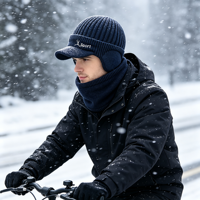 Ensemble bonnet et cache-cou en tricot pour homme, chaud, protection des oreilles, bonnet thermique, casquette de ski, casquette de cyclisme, casquette de snowboard, randonnée, couvre-chef pour temps froid