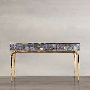 Living Room Contemporary Italian Style Luxury Marble Hallway Furniture <b>Set</b> Metal Top Entry Console Tables VLIPE-CT-01-AURORA Met - Product Image 3