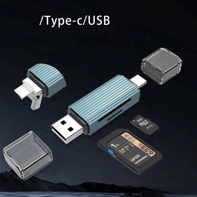 USB3.0 Type-C External Aluminum Alloy Card Reader for Phone Laptop with Multi-function TF/SD Support Plug and Play