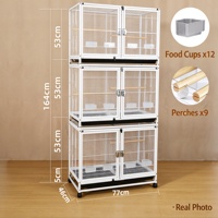 Grande cage à oiseaux en acier inoxydable, style moderne classique, solide, ouverte, pour l'élevage, détachable, pour usage extérieur et intérieur