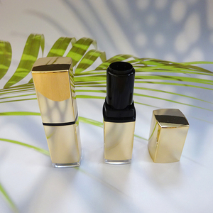 Tubo de lápiz labial cuadrado metálico dorado personalizado con anillo, base transparente dorada vacía, lápiz labial de plástico para empaque de maquillaje - Product Image 5