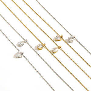 MICCI Collar Minimalista Delicado de <span class=keywords><strong>Acero</strong></span> <span class=keywords><strong>Inoxidable</strong></span> en Oro de 18K con Piedra Blanca, Joyería Impermeable que No se Deslustra - Product Image 2