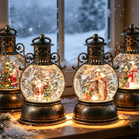 TSINYE Weihnachts-Schneekugel-Laterne mit Glitzernder Schneemann-Szene für Weihnachtsdekoration und Geschenke