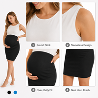 Jupe longue de maternité grande taille Emotion Moms en tissu tissé respirant, motif uni, idéale pour le printemps et les tenues de bureau formelles pour femmes enceintes