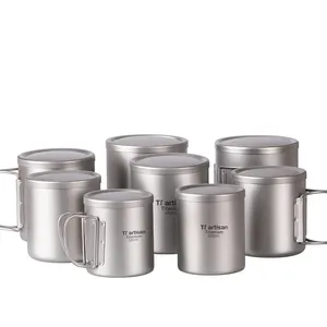 Outdoor Titanium Water Cup Double Wall Coffee Tea Mug 220ml 330ml 450ml 550ml Cup For Camping Hiking Backpacking