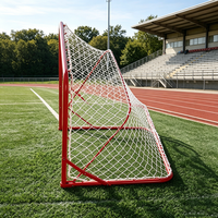 But de football miniature réglable en métal rouge, robuste et mobile, pour enfants, entraînement en extérieur et sur la plage