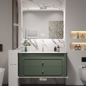 Meuble-lavabo mural de salle de bain moderne de luxe en MDF laqué avec miroir intelligent et vasque en céramique pour usage hospitalier - Product Image 5