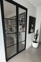 Porte extérieure en acier avec vitrage intérieur, portes en verre pour restaurant, porte d'entrée double en acier et verre