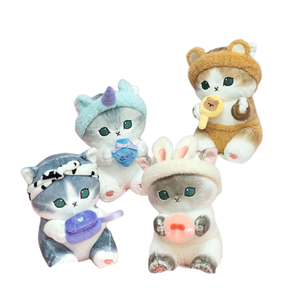 YE814 Muñeco de Gato Tiburón Mofusand Original, Serie Fiesta de Maquillaje, Lindo Gatito de Peluche, Regalo para Niñas - Product Image 1