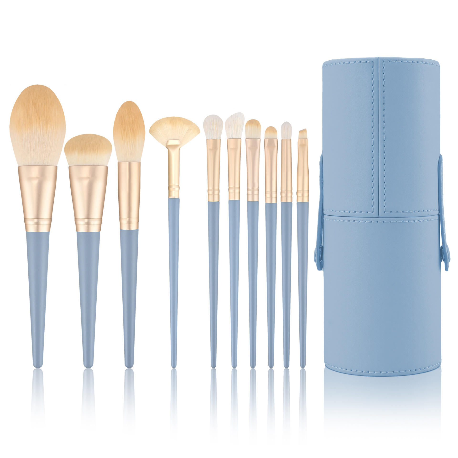 10 blue Bridges with blue buckets