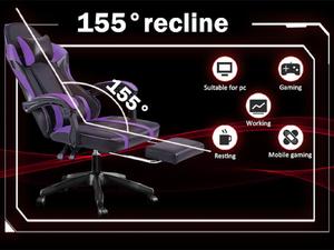 Purple Adjustable Lift <strong>Chair</strong> with Revolving Feature Synthetic Leather Stainless Steel-<strong>Game</strong> <strong>Chair</strong> with Lumbar Pillow Footrest - Product Image 2