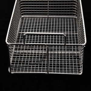 Panier de stérilisation en gabion d'acier inoxydable avec grille en treillis métallique à mailles carrées, plateau chirurgical plié - Product Image 3