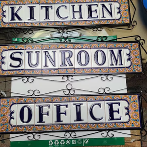 壁装飾タイル工場カスタム艶をかけられた文字と数字3.5*7.5cm手描きセラミックタイル - Product Image 5