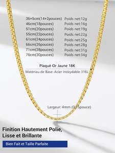 สร้อยคอสแตนเลสสตีลสำหรับผู้หญิง PROSTEEL ขนาด 2/4/6 มม. ชุบทอง ดีไซน์โซ่ไม้ไผ่ สไตล์สปอร์ต ผลิตในจีน ความยาว - Product Image 5