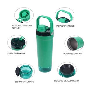 Botellas Mezcladoras de Proteínas con Logotipo Personalizado, de Acero Inoxidable Aislado de 20 oz, con Compartimento para Almacenamiento de Polvo y Tapa de Flujo Rápido - Product Image 2